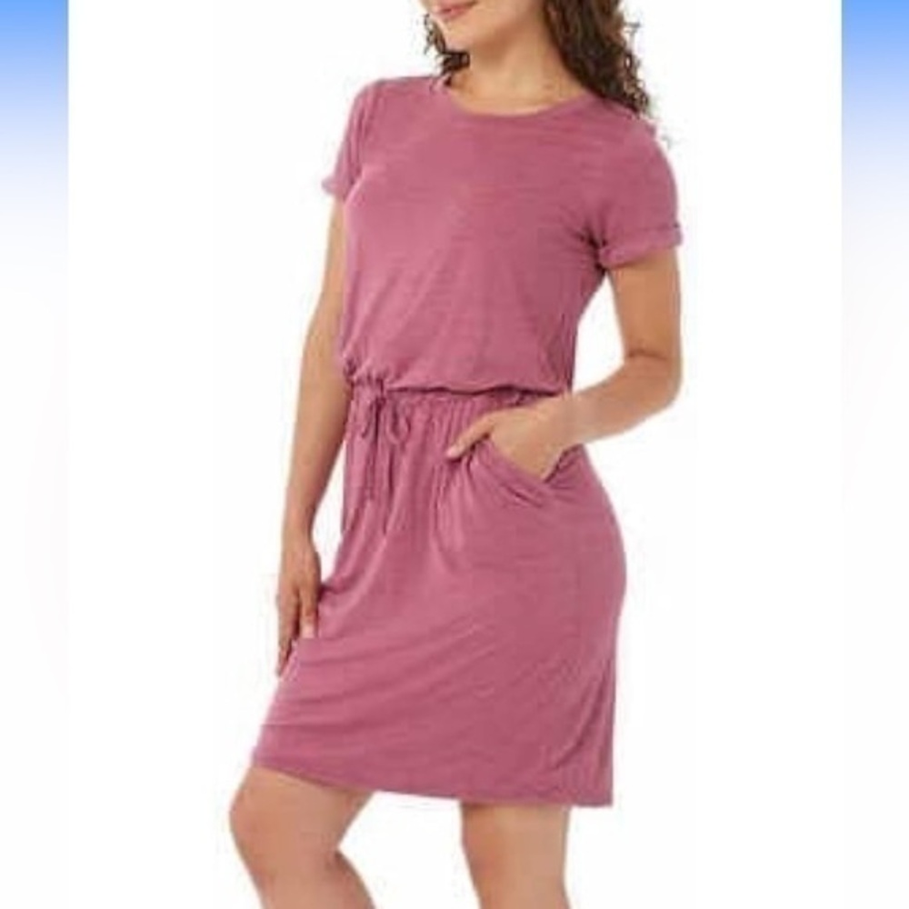 32 DEGREES Women's Soft Lux Dress summer drop waist travel pink size small